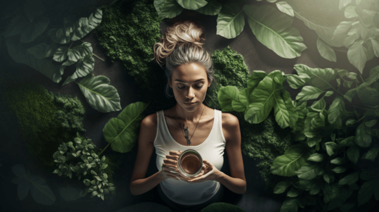 A variety of weight loss teas with fresh tea leaves