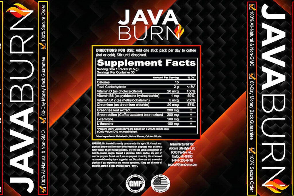 Java-Burn-Supplement-Facts-Label